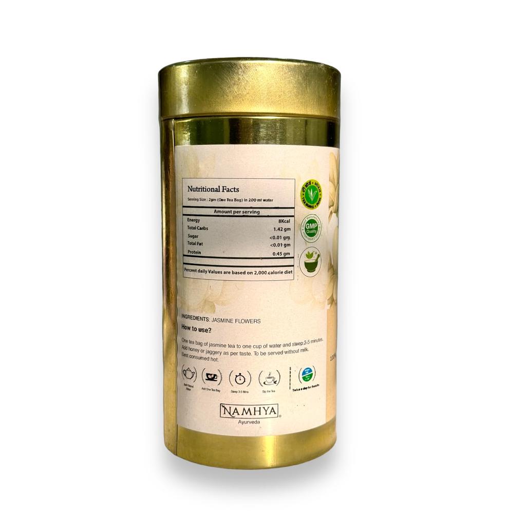 Namhya - Thé aux Herbes Jasmin - 20 Sachets de Thé (~20 Tasses) - Réduit le Stress, Améliore l'Humeur, Aide à la Digestion - [Fleurs de Jasmin] - 100% Naturel, Sans P