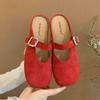 French Retro Baotou Half-slipper Women's Spring and Summer Flat Square Toe Flip-flops Single Shoes