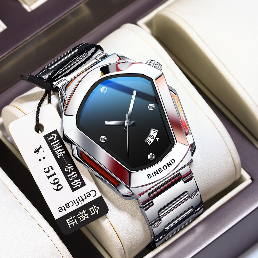 BINBOND Rhombus Alloy Men's Quartz Watch - Douyin Trendy Couples Edition