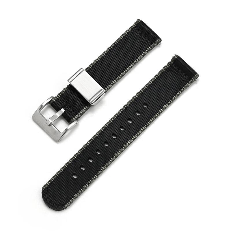 

Нейлоновый холщовый ремешок для часов с быстросъемными креплениями 18 мм 20 мм 22 мм 24 мм Универсальный браслет для часов xiaomi huawei samsung 20 чёрный/серый