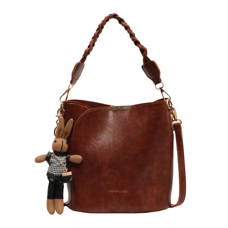 

2024 Женская ретро-дизайн Высококачественная сумка кроссбоди и сумка-ведро 21cm Length x 11cm Width x 21cm Height