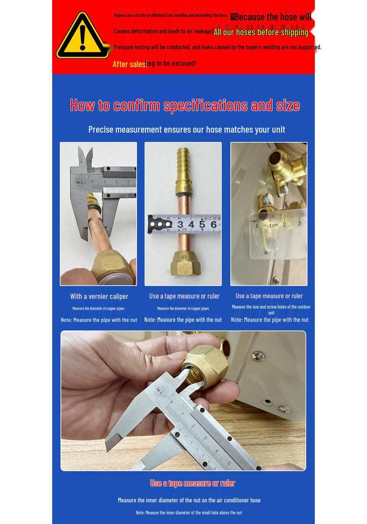 Air Conditioner Copper Connection Hose for Indoor/Outdoor Units - 1HP To 5HP Compatible, Weld-Free Design
