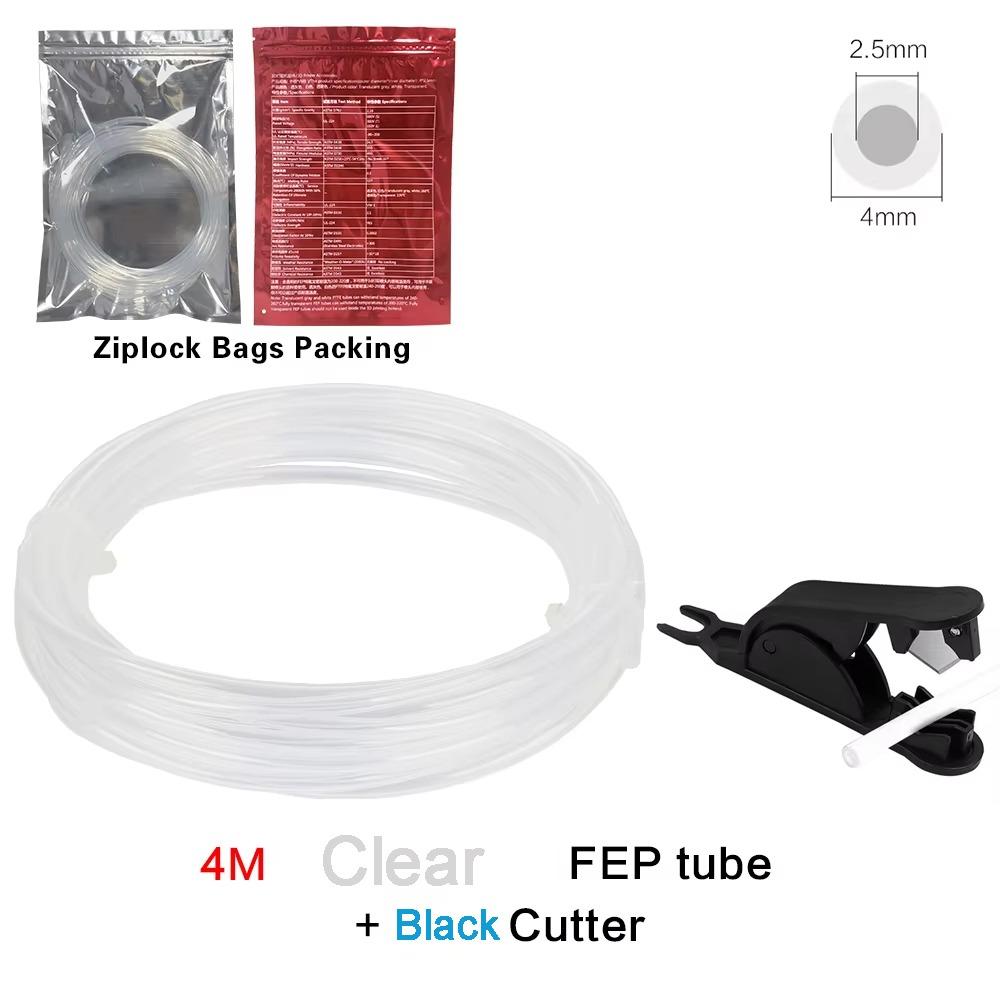 PTFE 3D Printer Feeding Tube 4x2.5mm 4 Meters Long PTFE Tube with Cutter Teflonto Pipe for Bambu Lab P1S AMS A1 Mini Consumable
