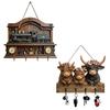 Wooden Highland Cattle Key Holder with 4 Hooks Vintage Train Wall Mount Key Organizer Multi-purpose Home Office Entryway Decorative Key Hanger Rack