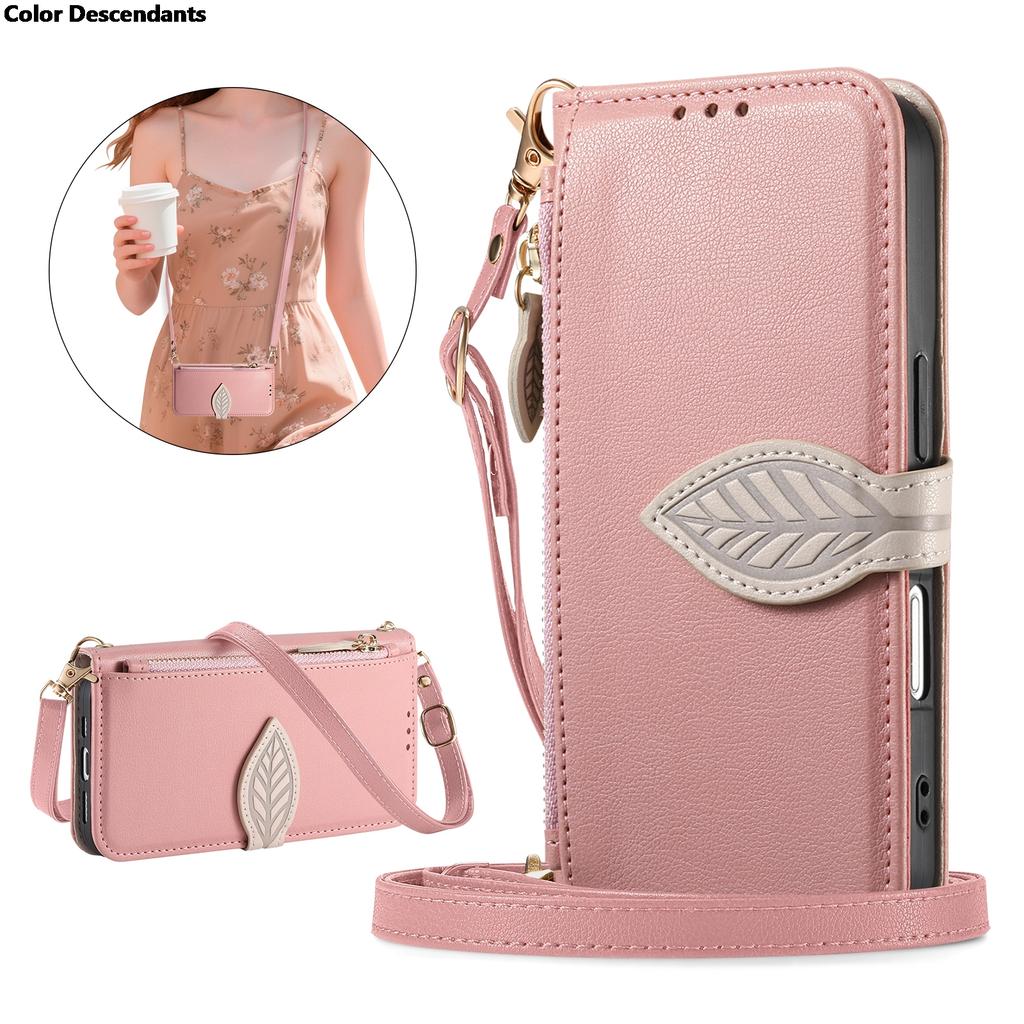 Zipper Wrist Strap Leather Wallet with Card Slot Phone Case for IPhone 17 Air 16 16E 15 14 13 12 Pro Max Plus Protective Cover