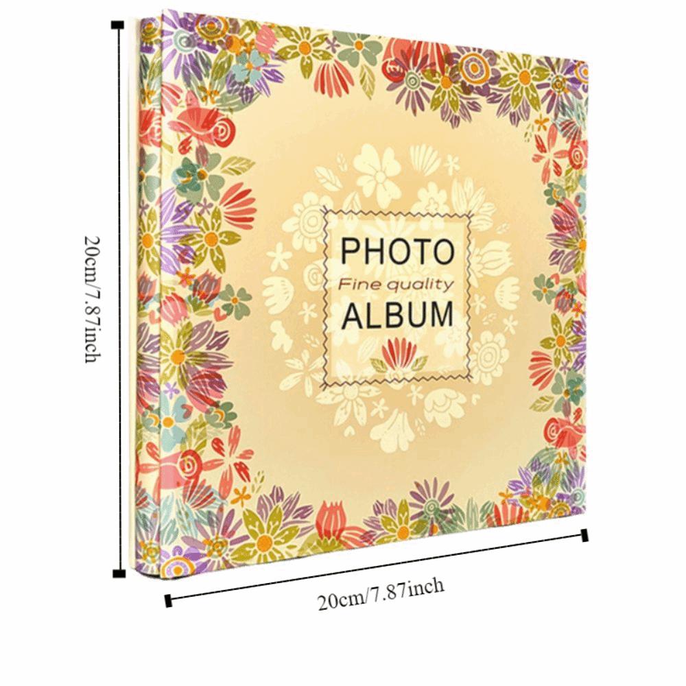 6-Inch Photo Album Flower Pattern Insert Style Photo Storage Album Multi-Pocket Large Capacity Wedding Album Family Memories