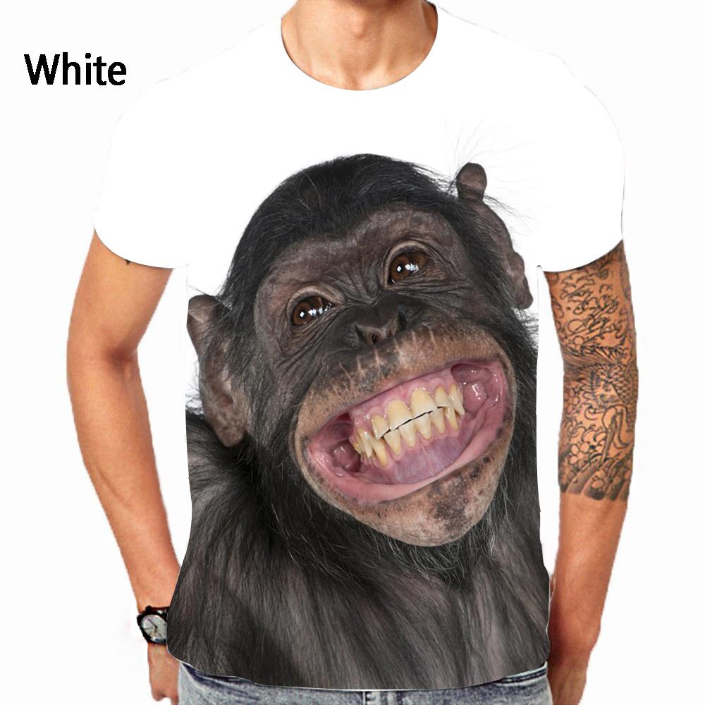 Men's Fashion Gorilla Monkey 3D Printed T-shirts Summer Casual Round Neck Short Sleeved T-shirts