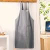 Women Simple Apron Denim Apron Cotton and Linen Solid Color Blouse Kitchen Florist Coffee Shop Apron