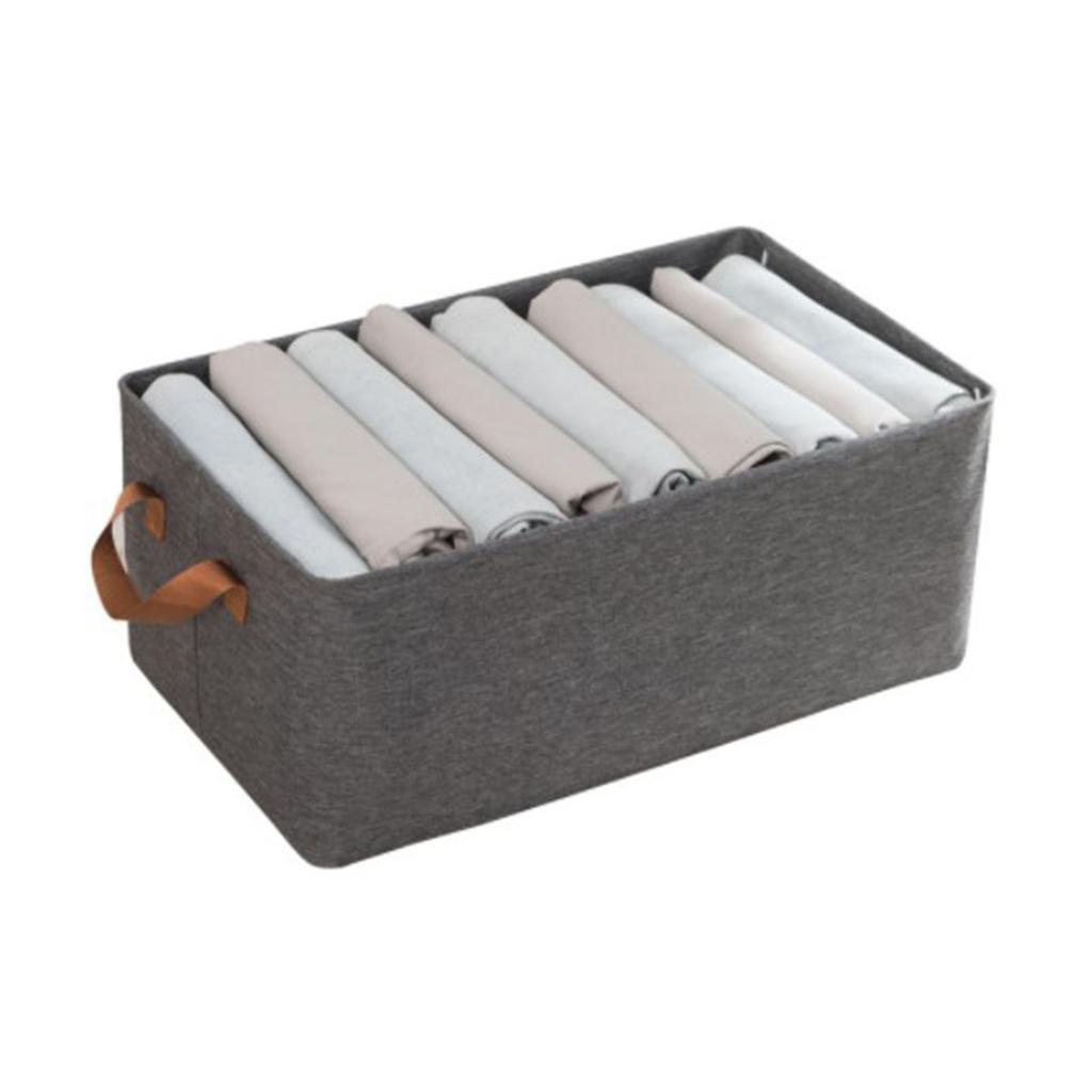 Clothes Storage Bin Foldable Cationic Clothes Organizer with Handle for Bedroom Closet Gray