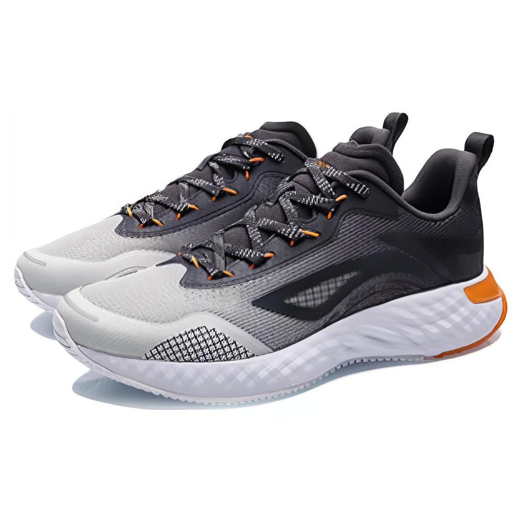 Li Ning Comfortable Abrasion Resistant Breathable Low top Running Shoes Men's Gray Black ARST067-2