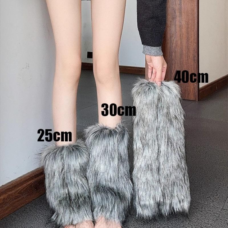 15-45cm New Grey Y2K Spicy Girl Imitation Fur Hair Leg Set Millennium Phoenix Leg Set Winter Warm Stacking Socks