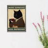 Retro Metal Tin Sign More Espresso Less Depresso Coffee Drinking Poster Special Gift for Lover Funny Black Cat Wall Art Decor