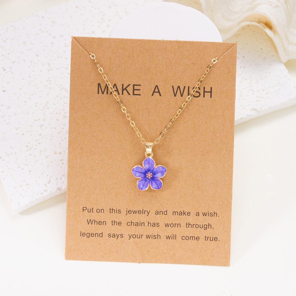 Cute Flower Pendant Necklace for Women Romantic Cherry Blossom Gold Metal Chain Choker Party Wedding Neck Jewelry