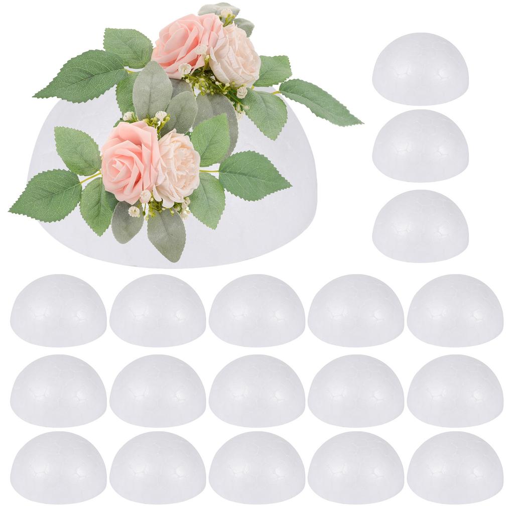 30 pcs 8Cm Half Ball Foam Craft Material White Semicircle Ornaments For Diy Painting Kids Art Projects Christmas Decoration