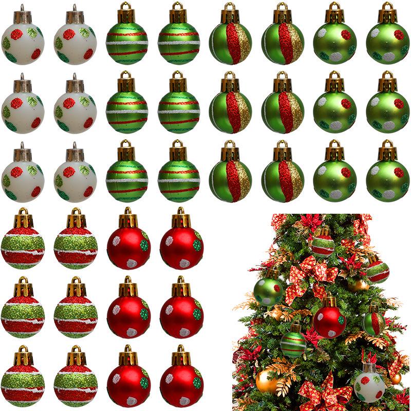 24 Irregular Cross-border Painted Christmas Tree Ornaments - 3cm Ball Set