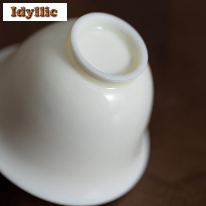 2pc/lot Ivory White Thin Bodied Teacup Retro Tea Bowl Sample Tea Cup Tea-tasting Fragrance Cup Chazhan Master Cups Teaset 30ml