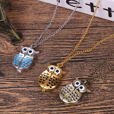 Owl Retro Creative Pocket Watch Flip Unisex Creative Watch Douyin Quartz Watch Creative Pocket Watch