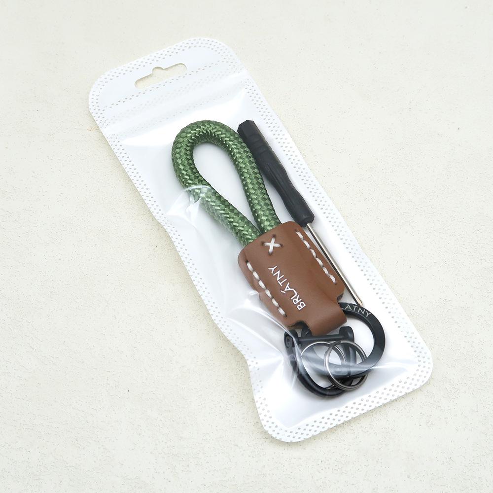 Hand-Woven Cowhide Leather Keychain Pendant with Logo Embossing - High-Quality Anti-Lost Car Lanyard