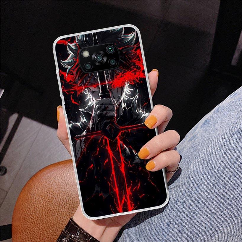 Black C-Clovers Anime Phnoe Case for Xiaomi Poco X5 X6 X7 Pro X4 Gt F7 Ultra M8 M7 Redmi 15C 15 13C 13 12C 12 Unique Cover Coque