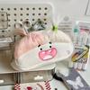 Diy Fluffy Hair Big Capacity Plush Pencil Bag Creative Cartoon Big Mouth Girl Pens Storage Case Portable School Stationery Gift
