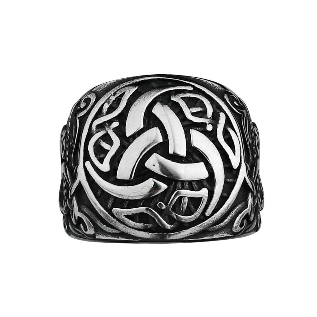 Viking Dragon Rune Stainless Steel Ring Mens Biker Hip Hop Celtic Knot Jewelry Gift Fashion Amulet