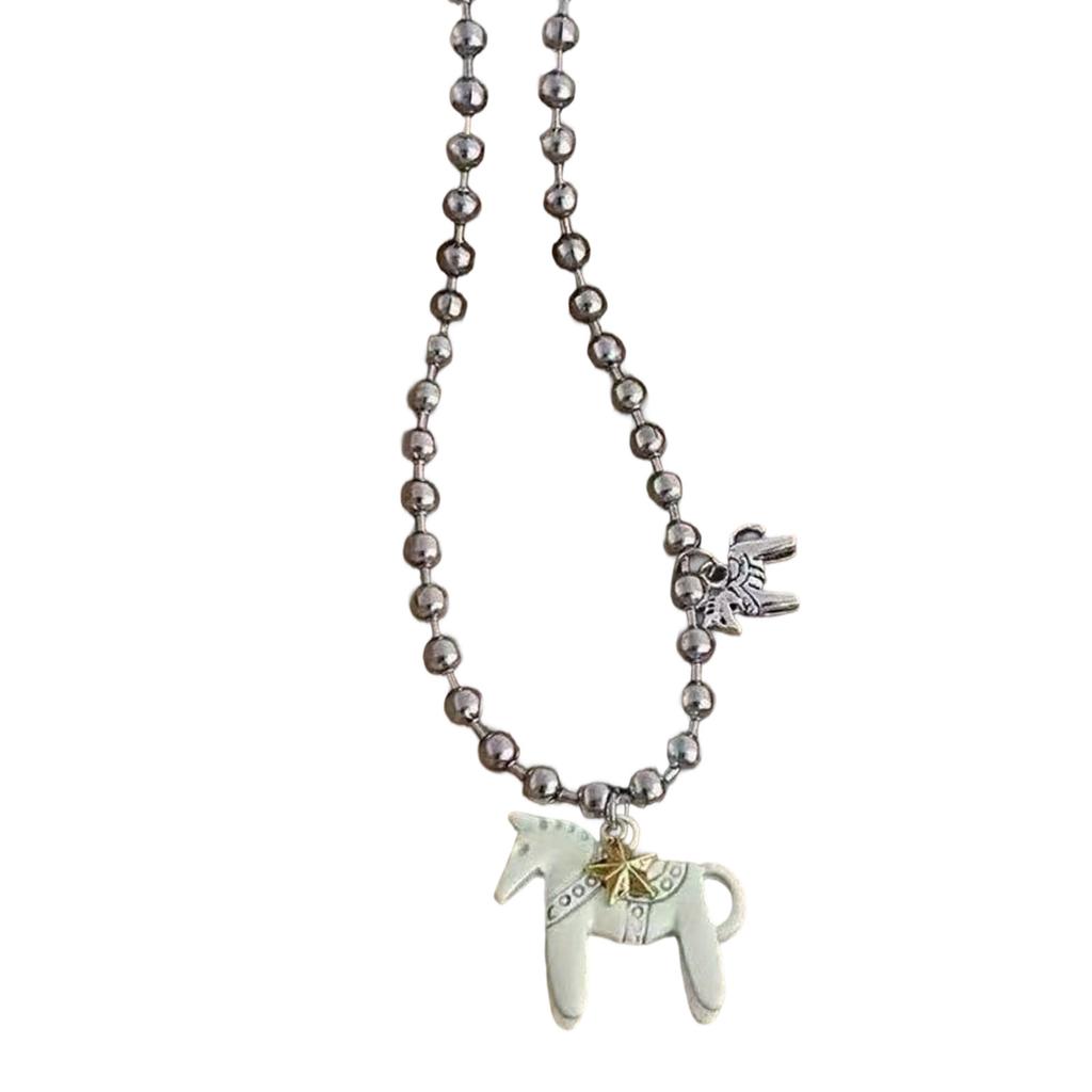 Elegant Foal Design Pendant Necklace Durable Alloy Jewelry For Women Daily Wear Gift Idea