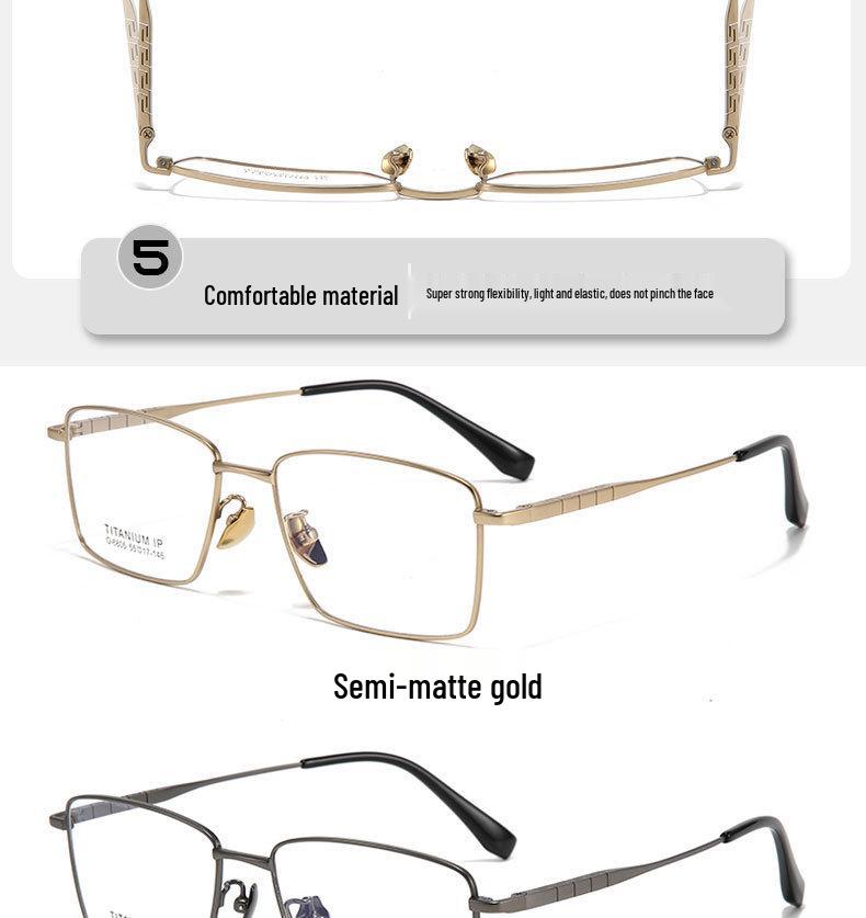 Ultra-Light Semi-Titanium Men's Eyeglass Frames with IP Plating for Myopia & Presbyopia
