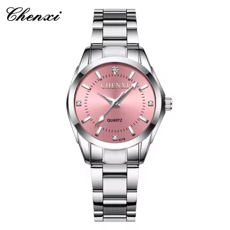 CHENXI 021B Women's Quartz Watch Fashion Elegant Waterproof Stainless Steel Strap Casual Wristwatch for Ladies Gift