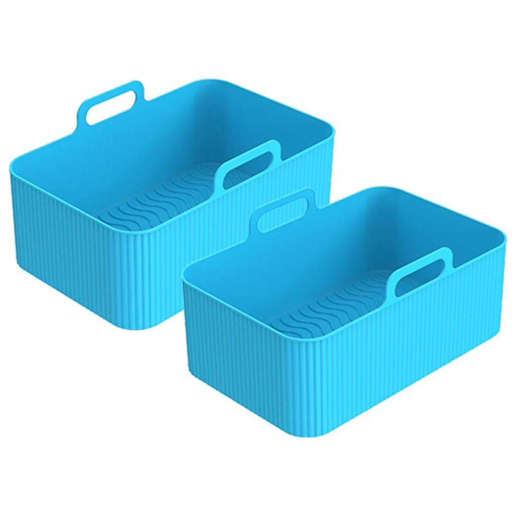 2PCS Air Fryer Silicone Tray Dish Dual 2 Basket Baking Pan Oven Pot Plate Liner Dual Air Fryer Accessories For Ninja Foodi