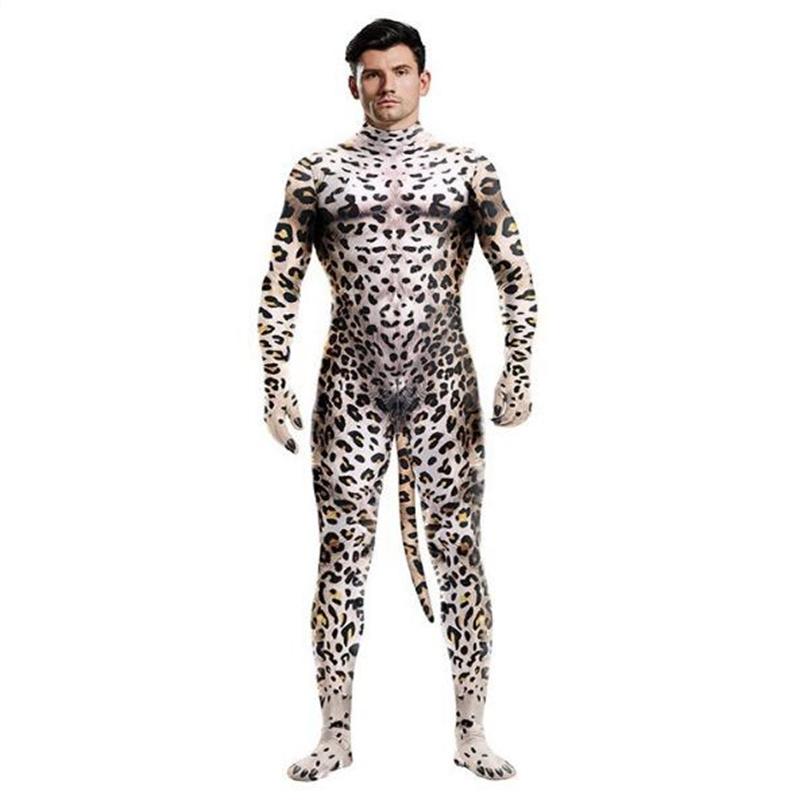 Halloween Cosplay anime Huskies Costumes Animal Leopard Print Bodysuit Unisex Polyester Spandex with tail for Adult