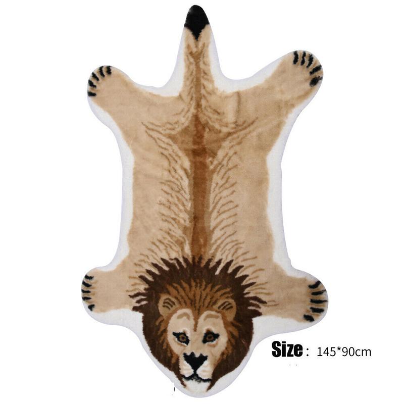 Nordic Style Cute Animal Printed Rug Panda Leopard Tiger Giraffe Lion Shape Faux Skin Carpet Plush Antiskid Carpet