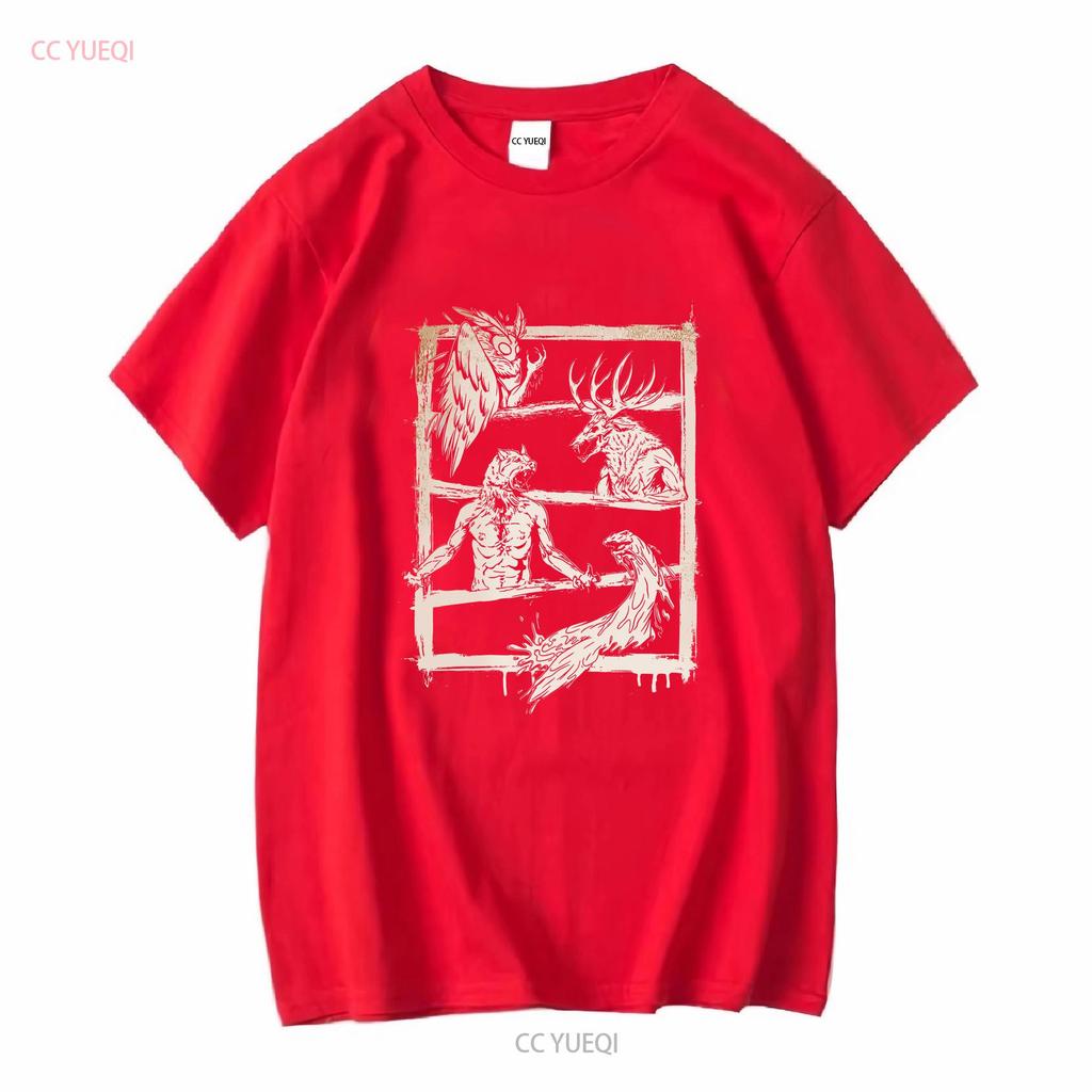 New Limited Cryptid Legends Mothman Wendigo Dogman Lake Monster T Shirt vintage Washed homme Versatile Unisex designer clothes