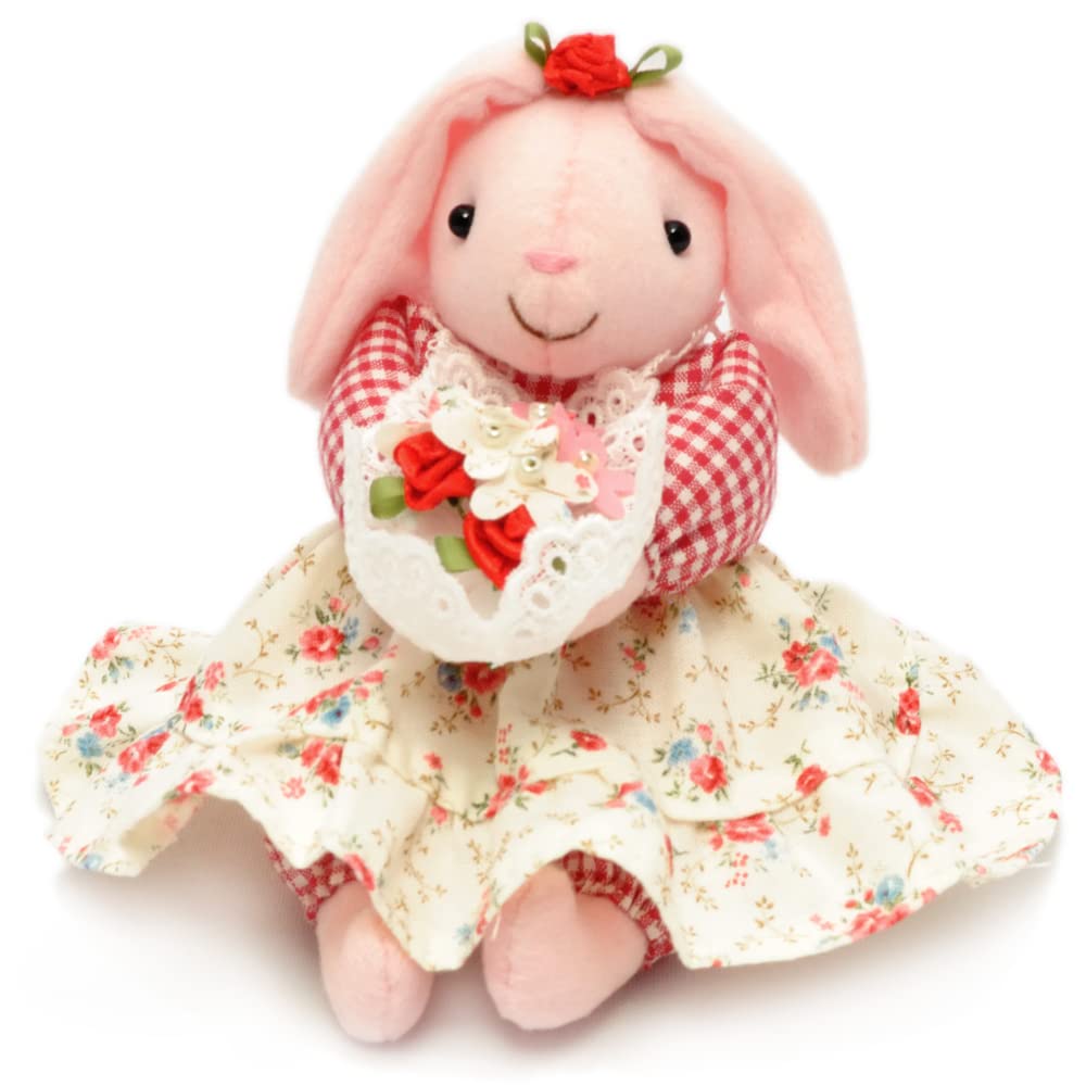 [Koyama] Craft Kit, Small Stuffed Animal, Sitting Flower Rabbit, Set of 5, Comes with Craft Cotton, Handmade, Craft Kit, For Beginners, SET1005001