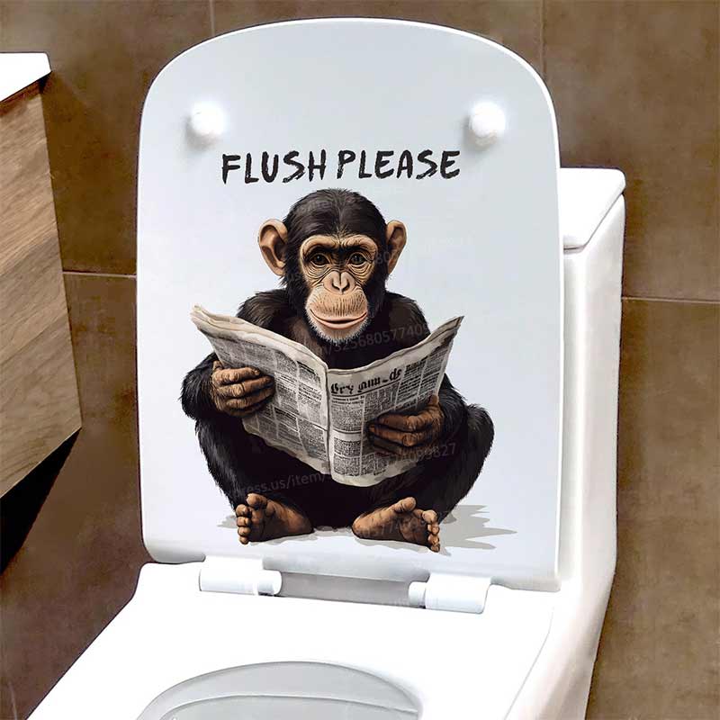 Cartoon Monkey Toilet Sticker Toilet Cover Sticker Wall Stickers Animal Wc Sticker Fun For Home BathRoom Decoration S529