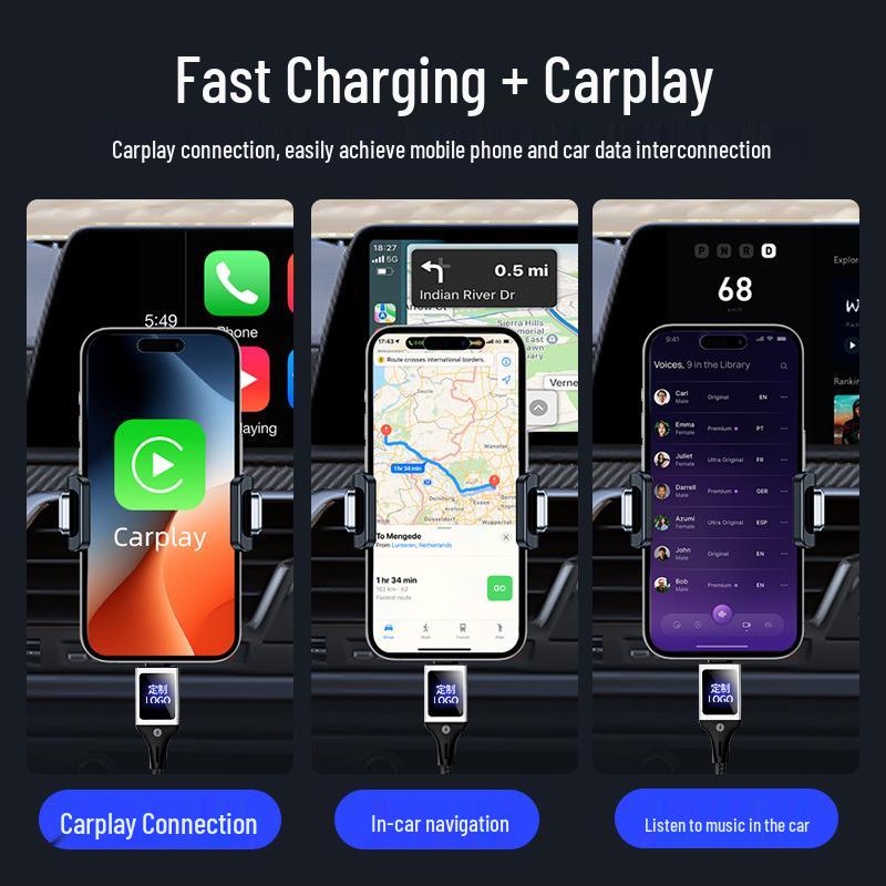 CarPlay Screen Mirroring LED Retractable USB Charging Cable with Custom Logo - Type-C Mobile Data Cable