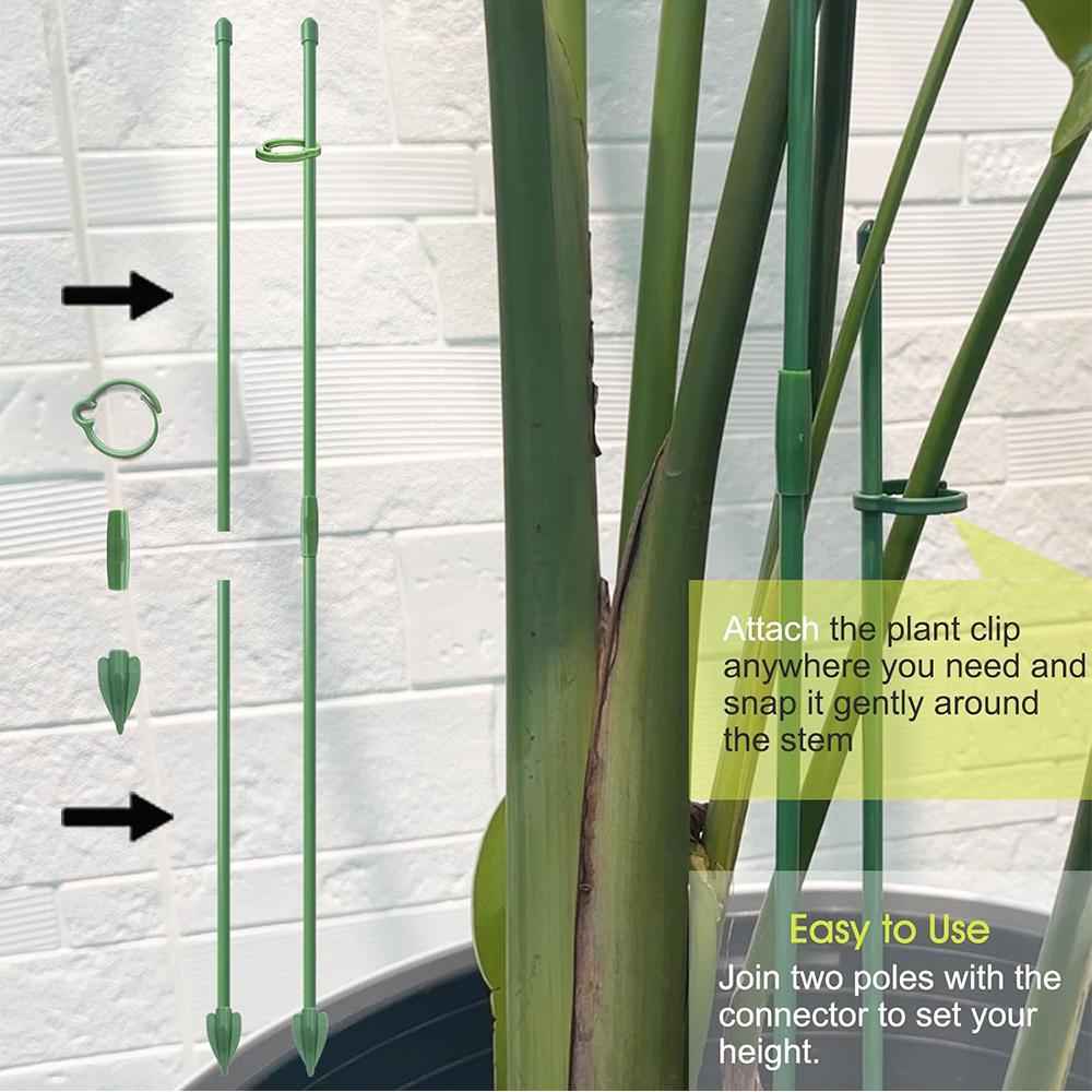 32.6cm 6 Set Plant Supports for Indoor Plants, Orchid, Rose Flower(Green)