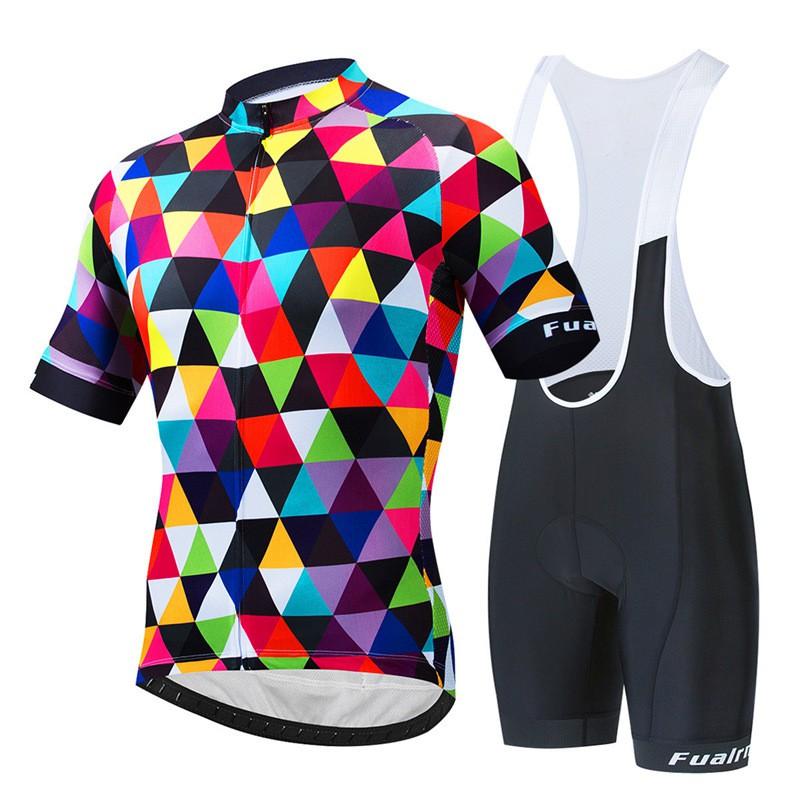 Mens Mountain Bike Cycling Jersey Bib Shorts Set Breathable Quick-Dry Sportswear Outdoor Riding