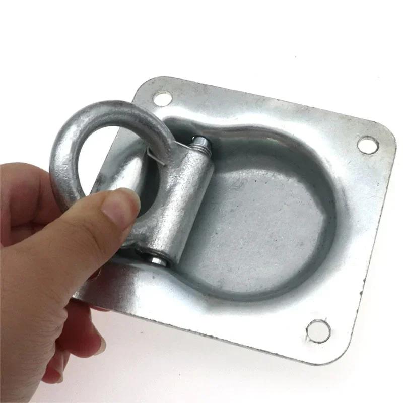 4PCS Marine Grade Galvanized Iron Boat Ring Hatches Latches Boat Recessed Flush Mount Lift Handle Ring Pull Hatch Deck Hinge