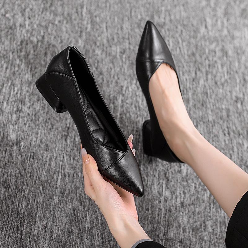Black Work Shoes Female Flight Attendant Career Job Interview Student Civil Servant Flight Attendant Hotel Commuter Low Heel 3cm Single
