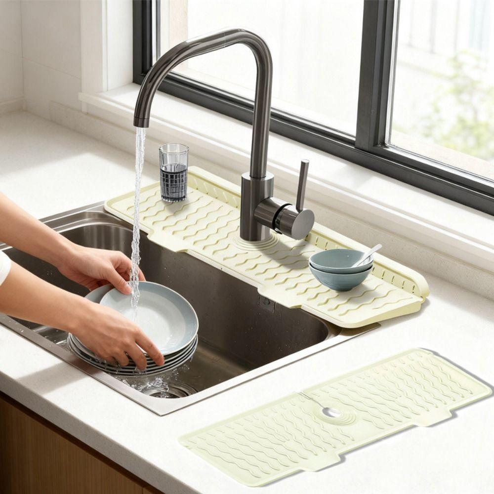 Non-Slip Sink Draining Pad Rectangular Water Drip Catcher Tray Sink Splash Guard Dishwashing Area
