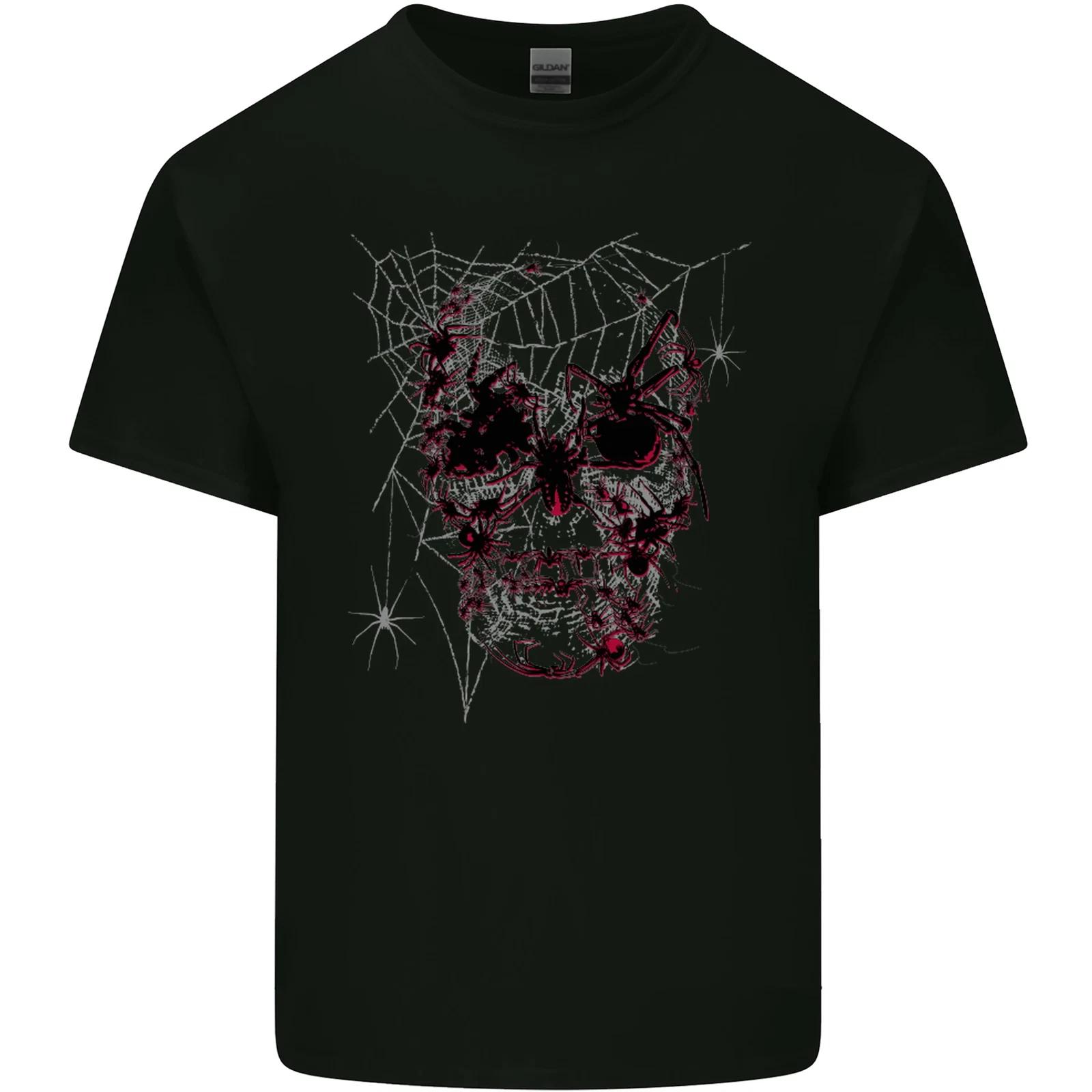 Spider Web Skull Kids T-Shirt Childrens S