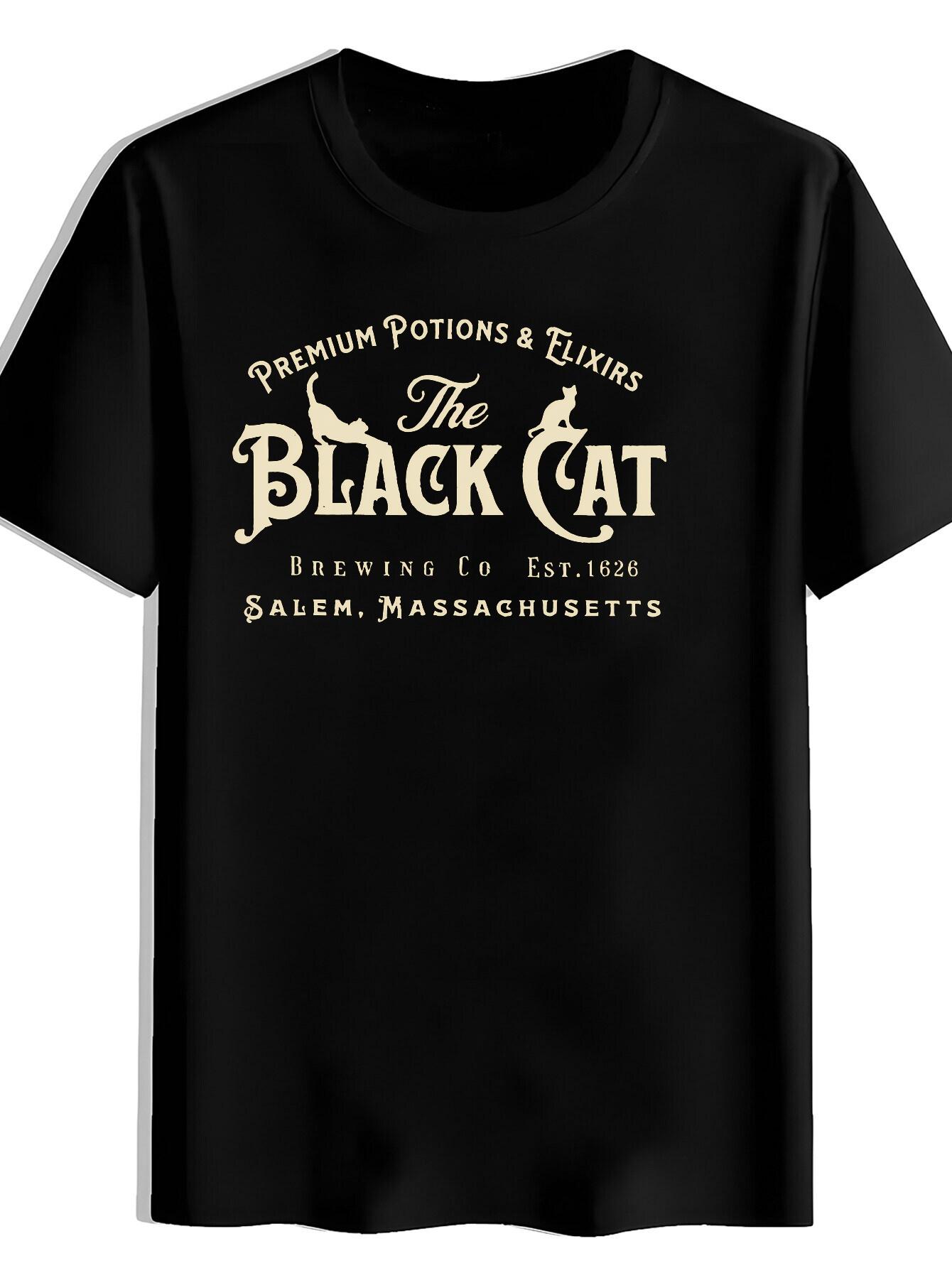 T-shirt The BLACK CAT PREMIUM POTIONS & ELIXIRS Print | Casual Crew Neck XS