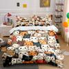Adorable Colorful Cat Pattern Bedding Duvet Cover Set  (1*Duvet Cover 2*Pillowcases, Without Duvet Insert)