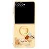 For Samsung Galaxy Z Flip7 5G Case Skin Touch Silicone Ring PC TPU Phone Cover with Cartoon Dachshund Sticker