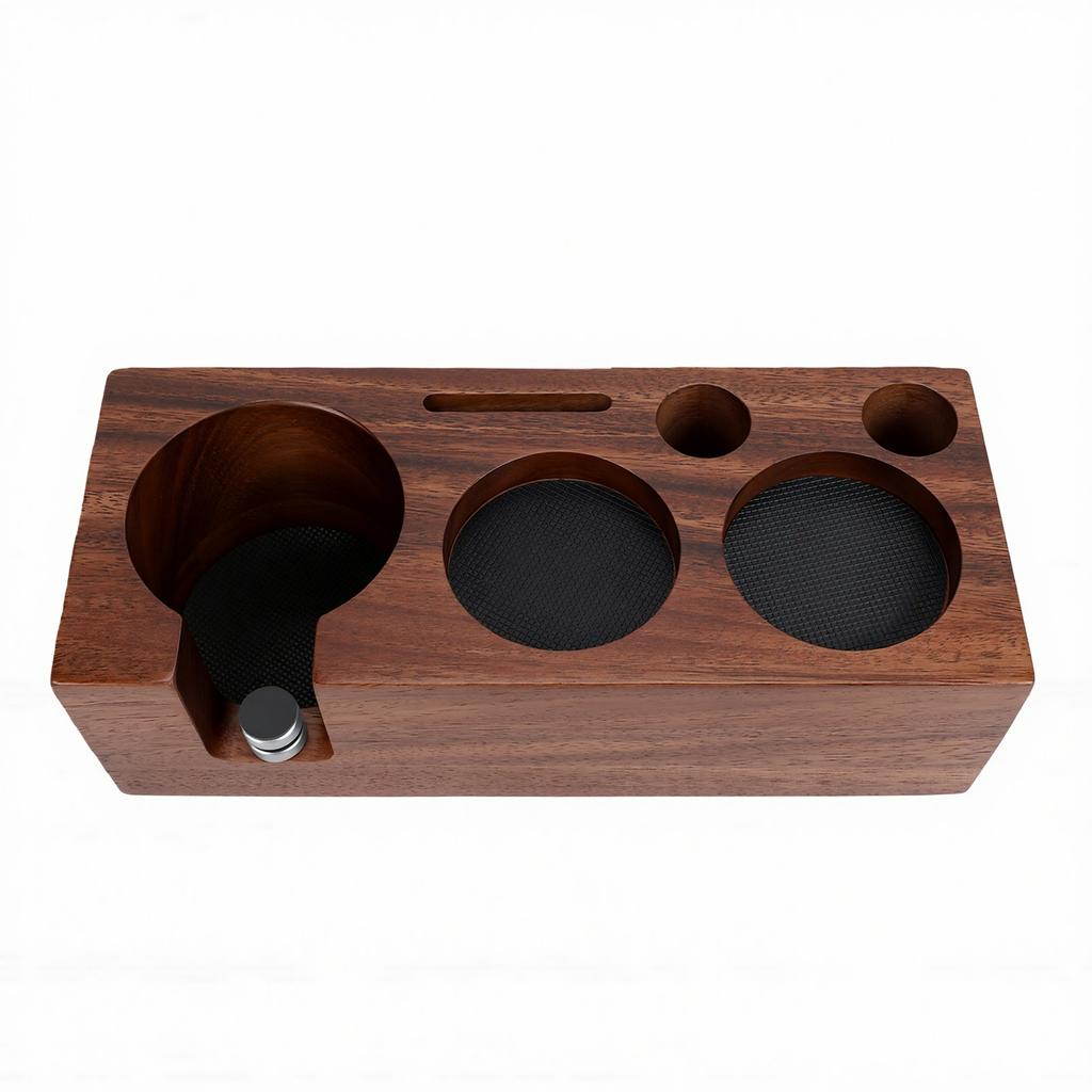 Coffee Tamping Station Wood Tamper Storage Holder Stand for 51mm 53mm Portafilter Tamper Distributor Home Cafe