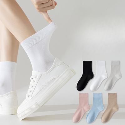 Dámské jarní a letní jednobarevné univerzální ponožky do půli lýtek absorbující pot, prodyšné, bez švů
