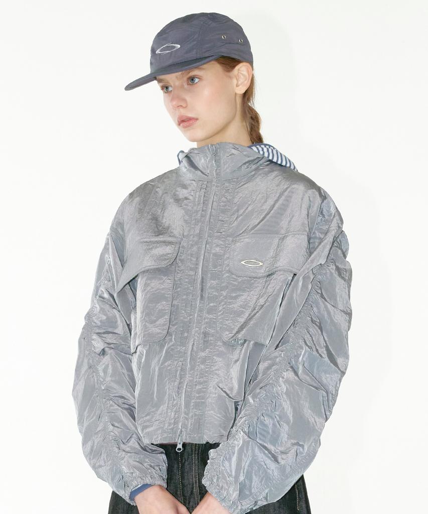 Noiago Noi1809 Line Shirring Windbreaker (Gray)