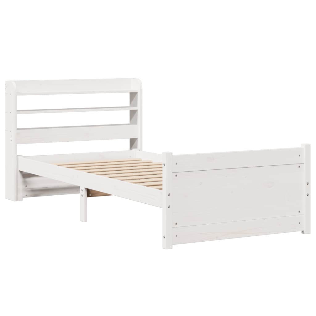 Bed Frame with Headboard Without Mattress White 90x190 Cm
