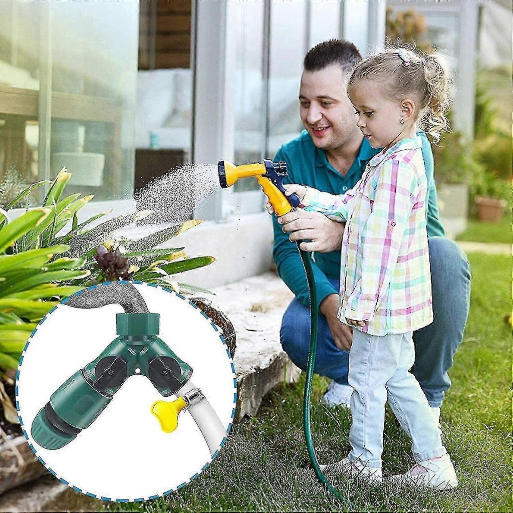2 Piece Garden Hose Dispenser Set 2 Way Hose Connector Outdoor Y Valve Faucet Dispenser