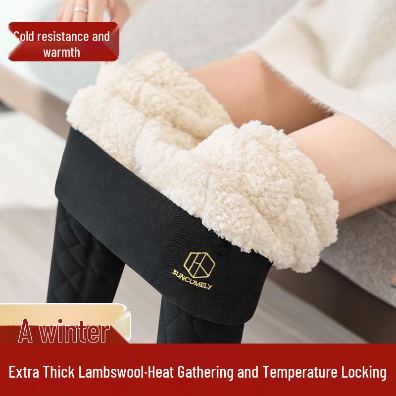 Alpaca Wool High-Waist Thick Warm Pants - 800g One-Piece, Anti-Sag Velvet Layer for Women, Autumn/Winter Outerwear
